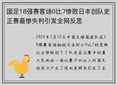 国足18强赛客场0比7惨败日本创队史正赛最惨失利引发全网反思